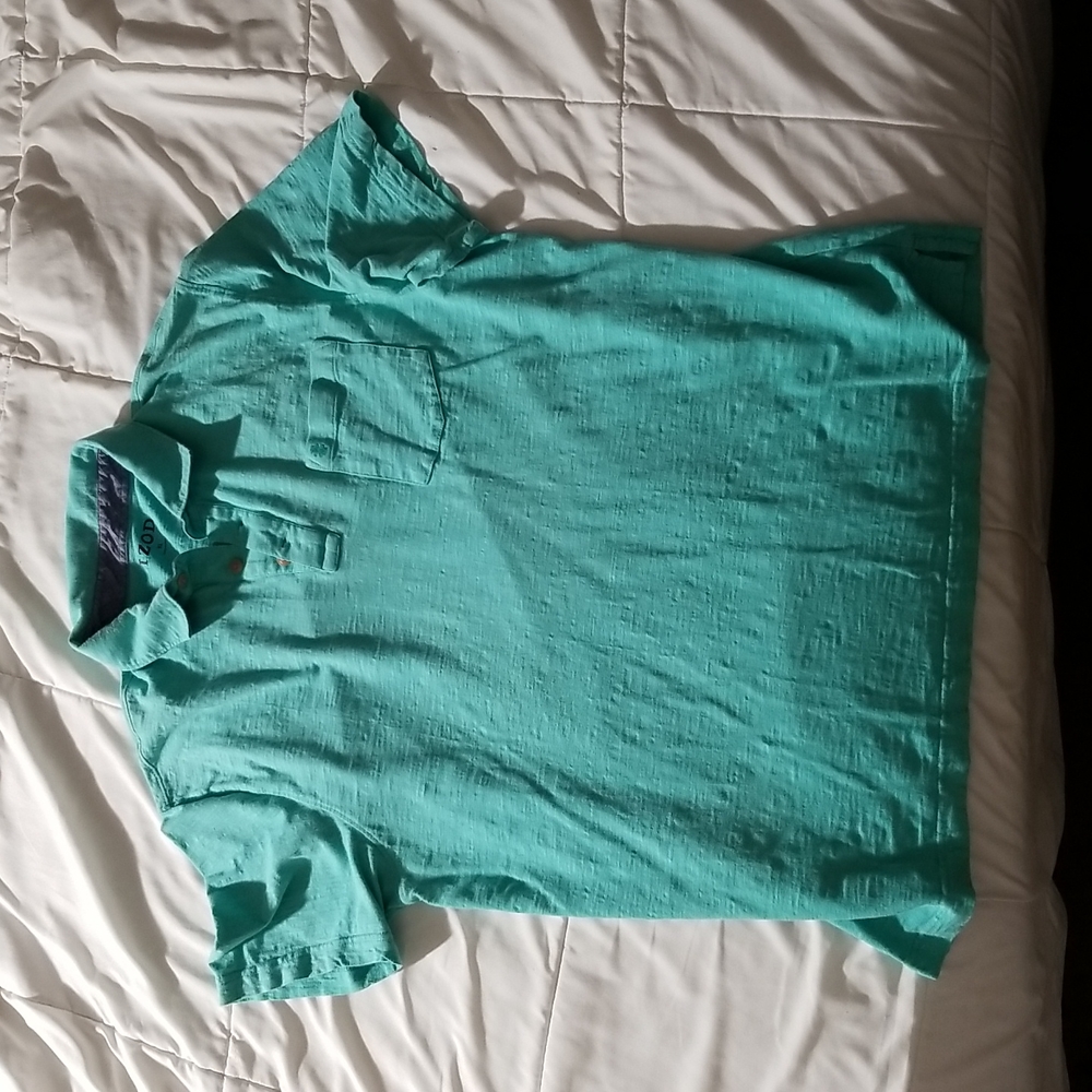 Izod Men's mint green front pocket short sleeve polo